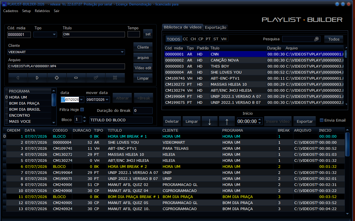 PLAYLIST-BUILDER — Gerador de Roteiros Off-line para TVPLAY